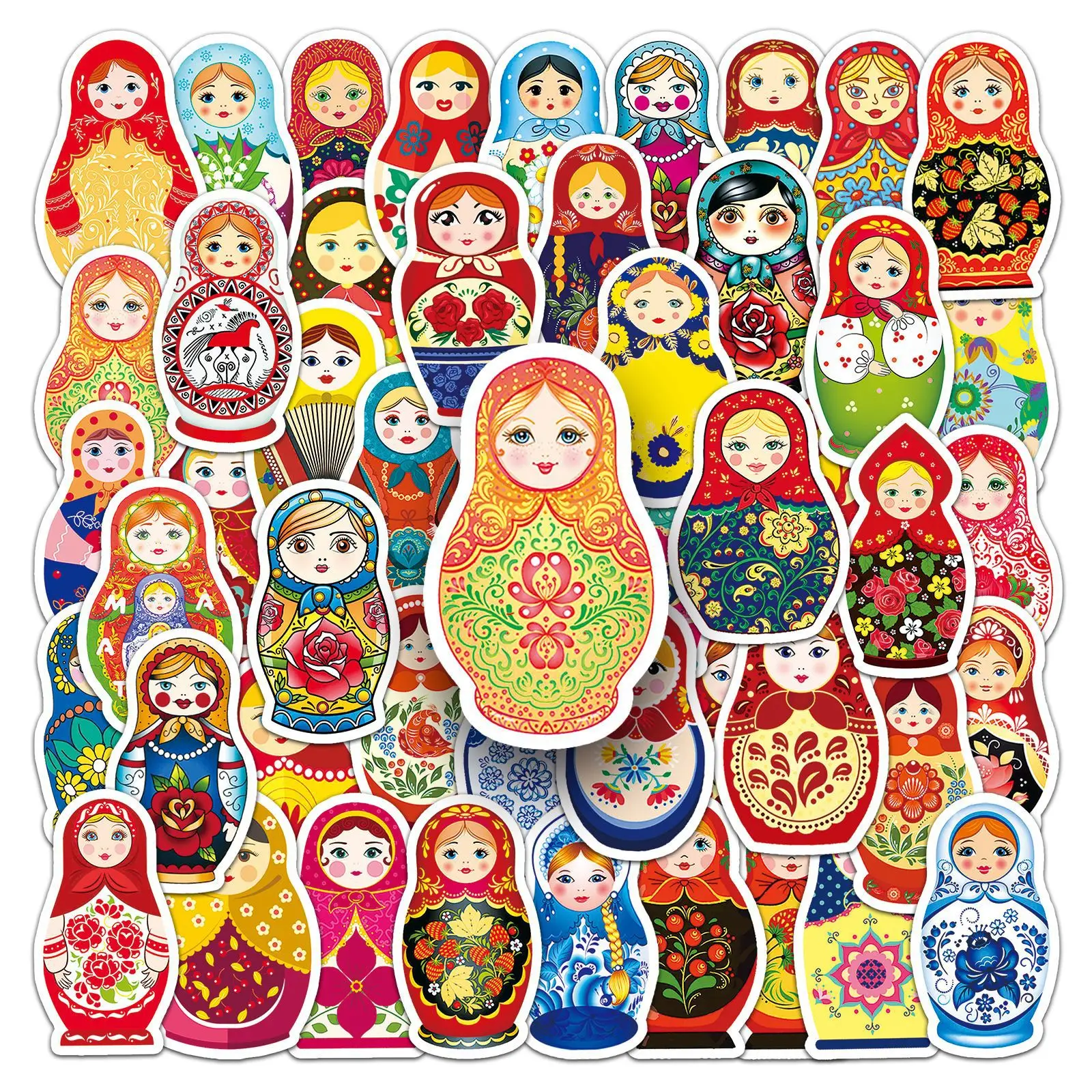 

50Pcs Russian Matryoshka Doll Series Graffiti Stickers Suitable for Laptop Helmets Desktop Decoration DIY Stickers Toy Wholesale