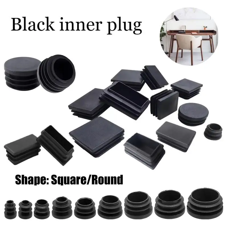 

16/10pcs Black Plastic Square Tube End Caps - Furniture Chair Table Leg Protector, Dust Cover Plug Bung for Steel Pipe Blanking