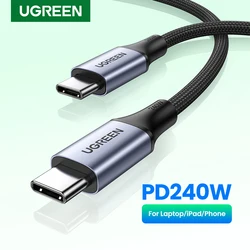 [2-pack] UGREEN PD240W USB-C naar USB-C kabel, snelladen 5A Type-C voor laptop, MacBook, iPhone 17, Samsung S26, iPad, E-Marker kabel