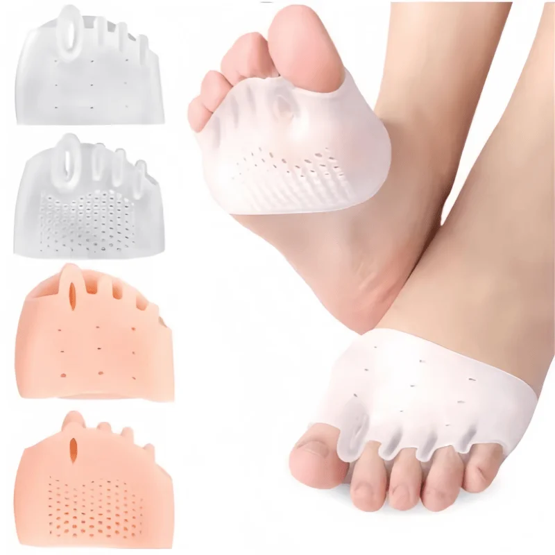 2pcs Silicone Forefoot Pads Gel Insoles Pads Toe Separator Cushion Pad Pain Relief Insoles Finger Toe Valgus Corrector Gel Pads