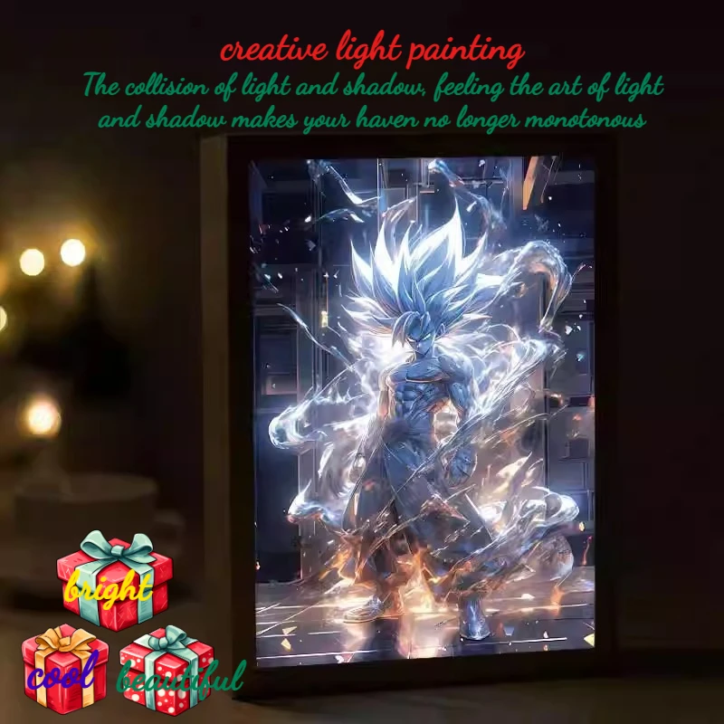 

Темная ночь, световая картина, аниме, мультфильм, светодиодная декоративная живопись, ночник, креативная настольная оправа, украшение комнаты, подарок для дома