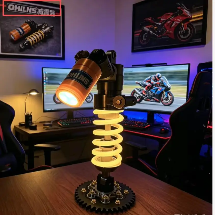 DIY Motorcycle Style Ambient Light Gaming Room Setup Decor Creative Gift For Male Gamers Bike Lovers For OHLINS Suspension Lamp