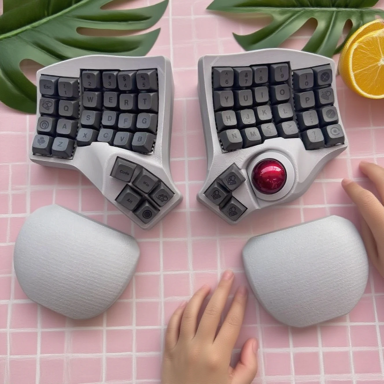 

Bluetooth Keyboard Grey Charybdis MK2 with Plam Rest Stand Hotswap Wireless Game Keyboard Accessory Misty Grey Keycaps MX Switch
