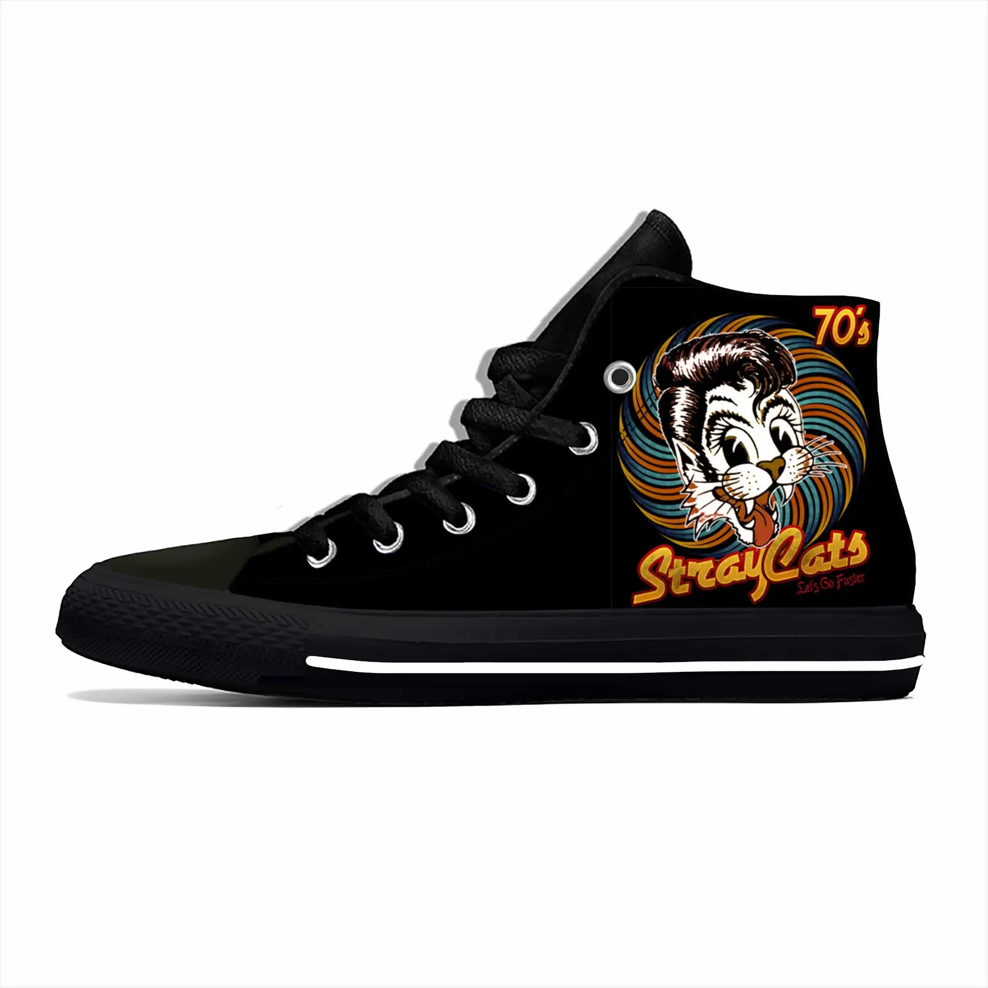 Cat Music Rock Band Singer Fashion Funny Stray Casual Cloth Shoes High Top leggero traspirante stampa 3D uomo donna Sneakers