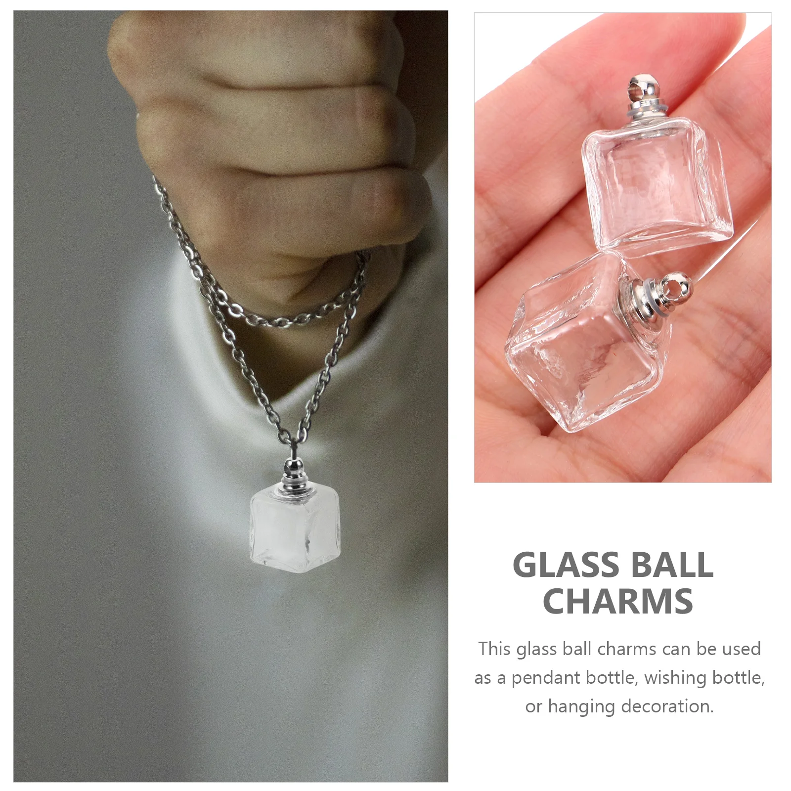 10 Pcs Clear Balls Glass Charms Crafts Mini Pendant Silk Hat DIY Jewelry Supplies