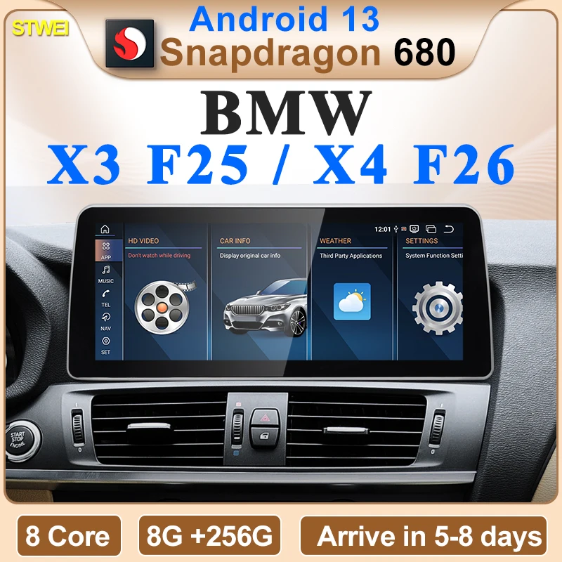 2024 New ID6 ID7 ID8 Android 13 Qualcomm680 Snapdragon6225 8GB 256GB 12.3inch For BMW X3 F25 X4 2014-2016 F26 Car CarPlay AUTO