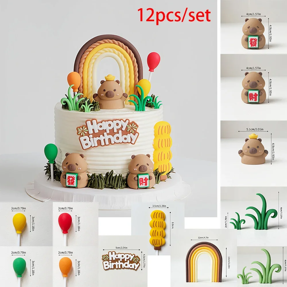 Trendiger Capybara-Kuchenfigur-Topper: Niedliche Tier-Desktop-Deko-Accessoires, vielseitiges Ornament für Babypartys und Kinderfeiern – Detail 3