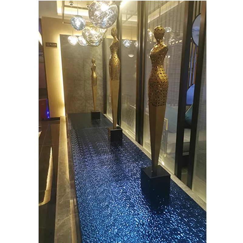 Abstract Sculpture of Guests in the Hotel Lobby, Mermaid Floor Decor Clubhouse Corridor Metal Creative Artwork