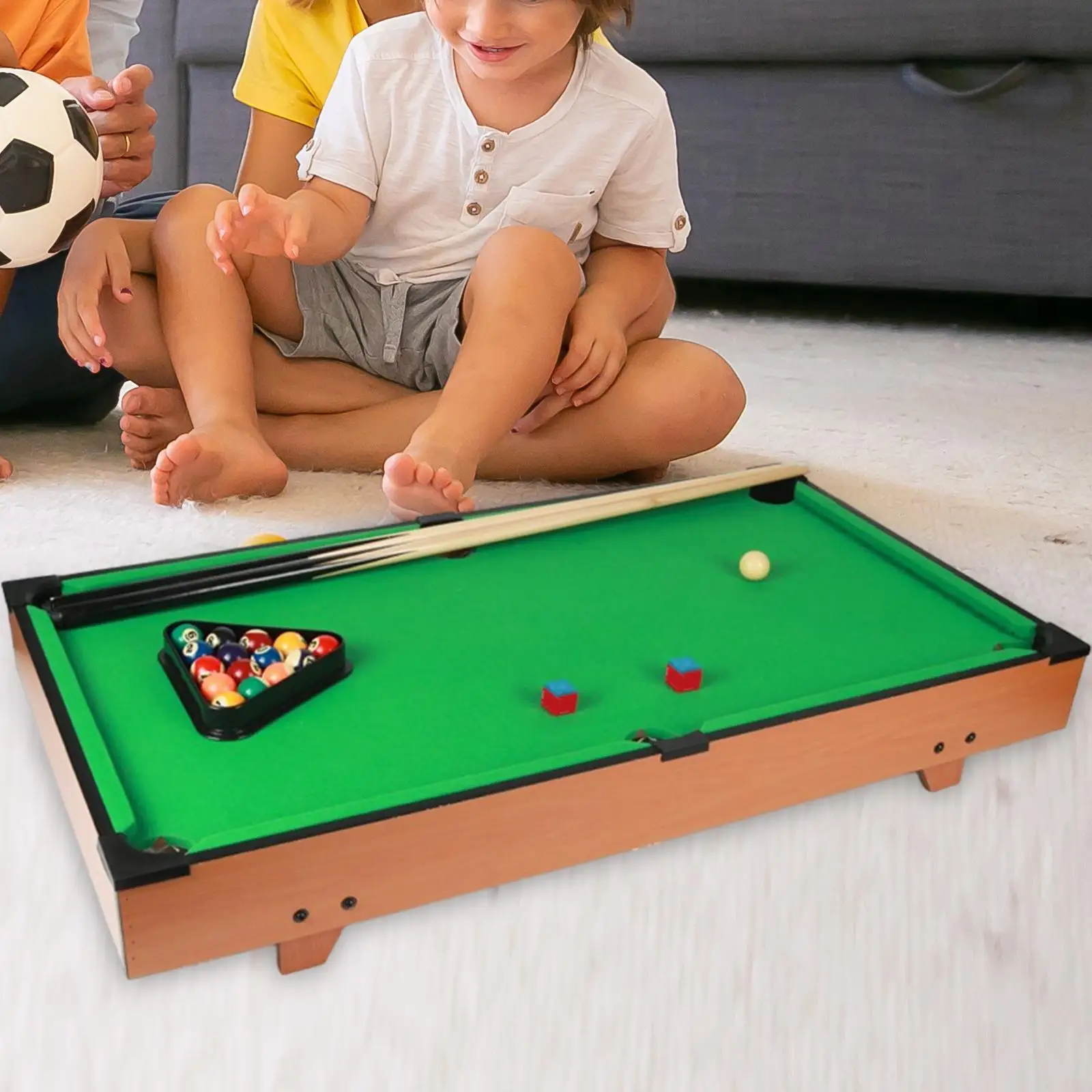 

Kids Pool Table Set Desktop Snooker Table Playroom Portable Small Tabletop Billiards Table for Adults Family