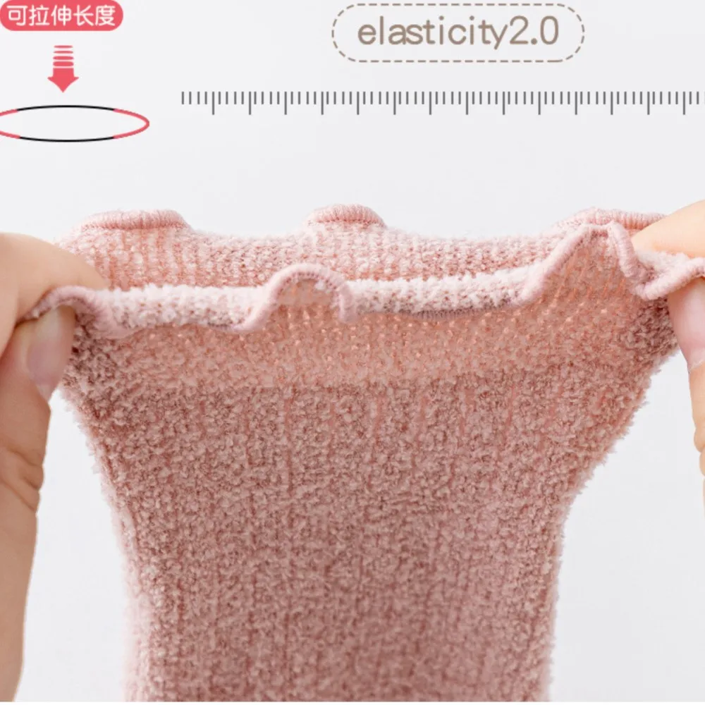 baby legwarmer winter coral velvet thickened sock baby stockings wooden ear edges loose opening baby socks for newborns