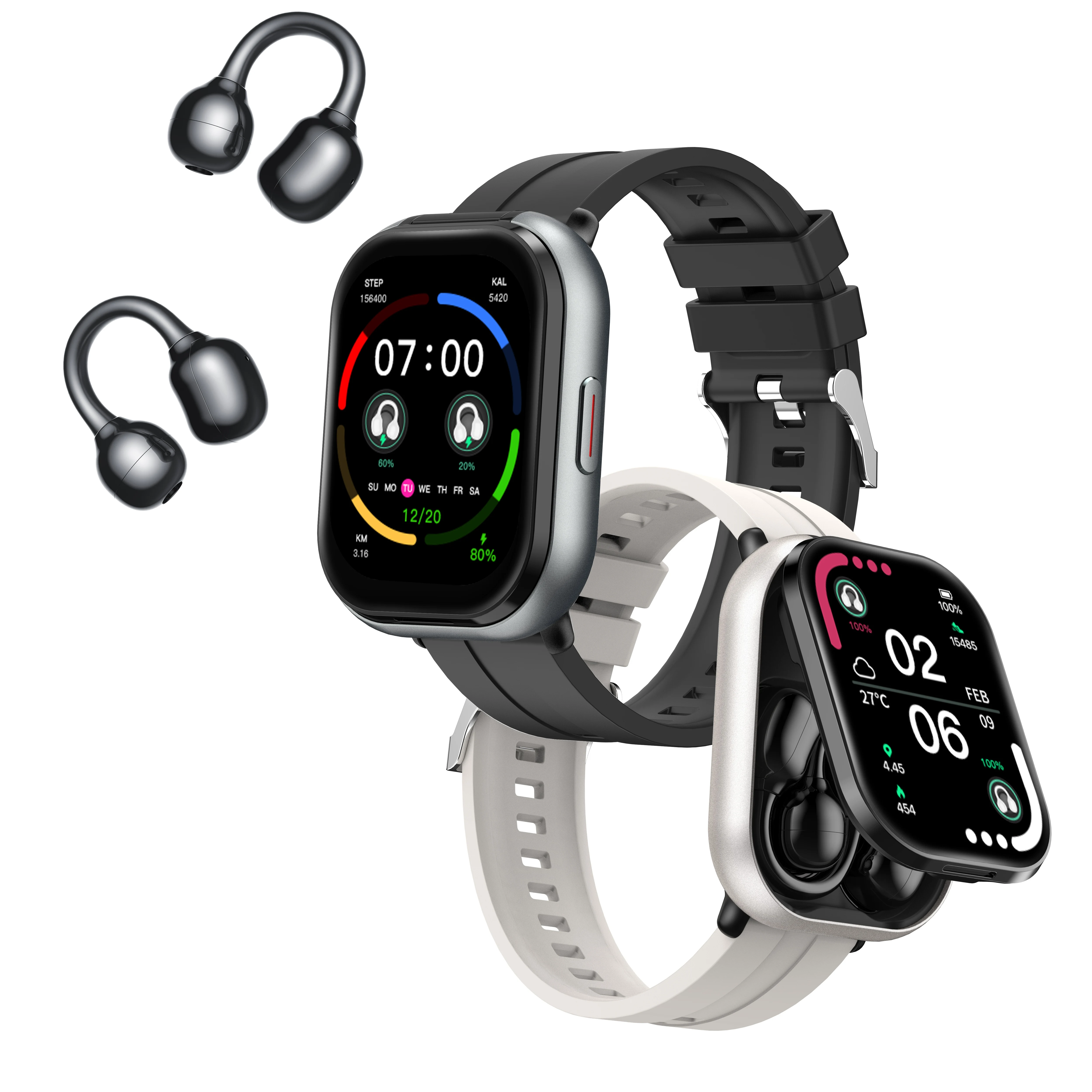 Ear-cup Headphones Smartwatch 2-in-1 Wireless Call Music Control 2.01-inch HD Large Screen Fitness Tracker Men Women Smartwatch