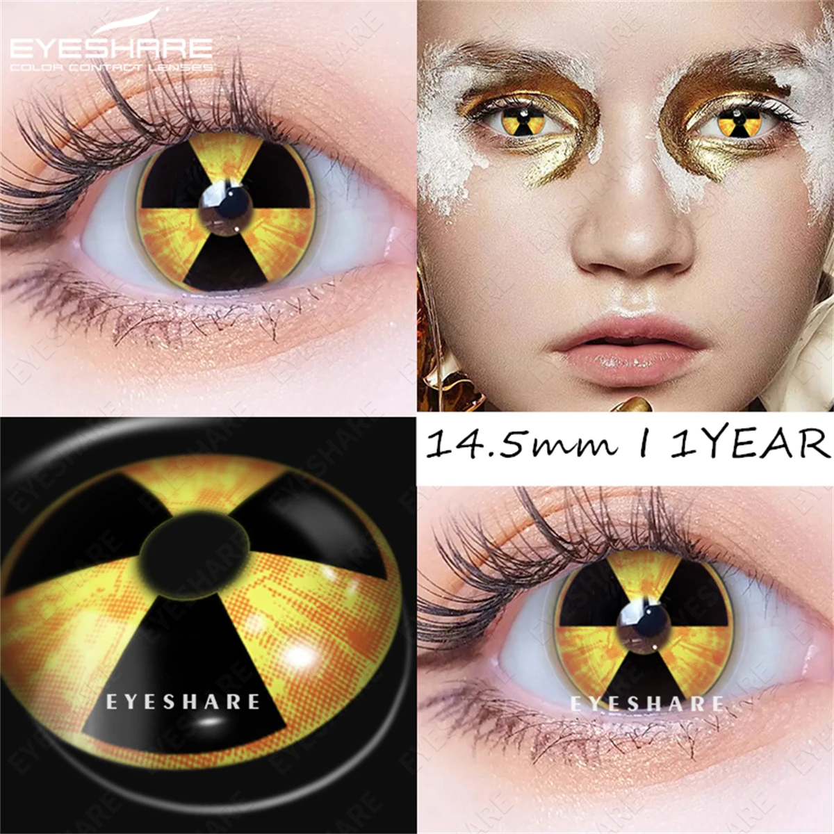 EYESHARE Halloween Colored Contact Lenses Crazy Red Contact Lenses Anime Black Eye Lenses 1pair(2pcs) Cosplay Beauty Makeup Lens