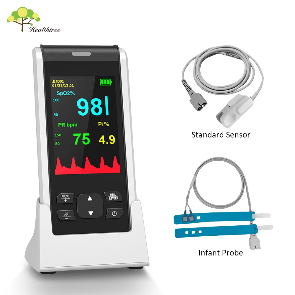 HealthTree Medical Handheld Pulse Oximeter Portable Rechargeable Blood Oxygen Heart Rate Monitor For Adult Children Newborns