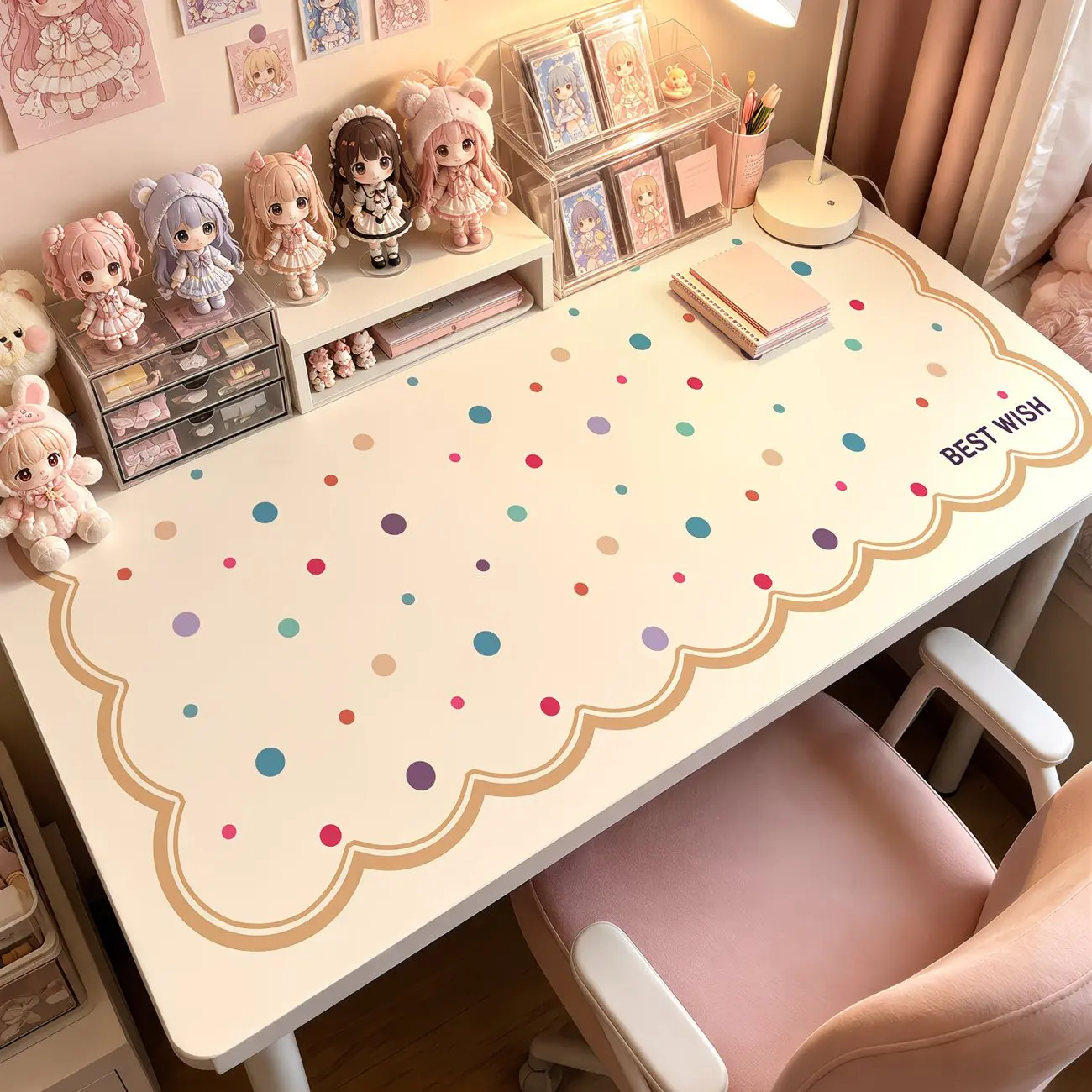 PU Leather Mouse Pad Colorful Piano Note Polka Dot Mouse Pad Paw Stars Office Desk Mat Waterproof Non-Slip PU Desk Blotter Pad