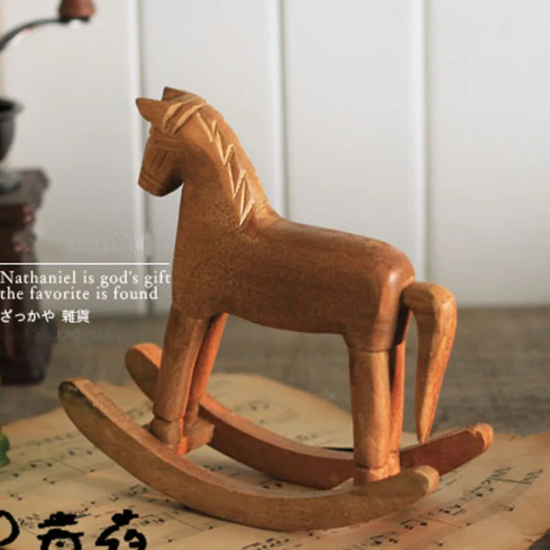 DIY Carving Wooden Rocking Horse Handmade Souvenir Craft Children Toy Kids Birthday Decoration Childhood Gift Wedding Home Decor