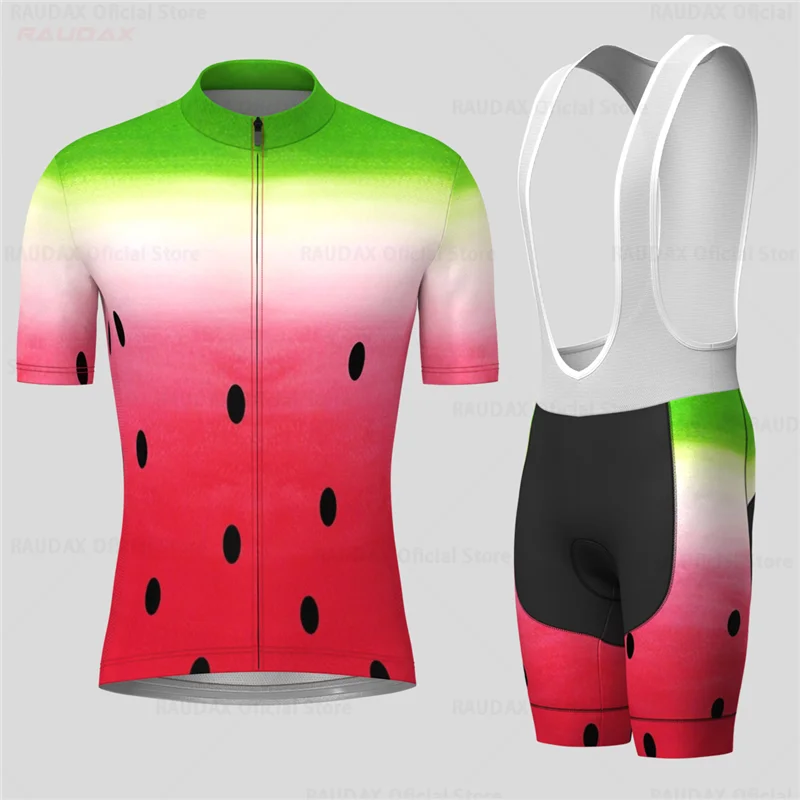 Men Cycling Jersey Set Watermelon Summer Short Sleeve Breathable MTB Bike Cycling Clothing Maillot Ropa Ciclismo Uniform Suit