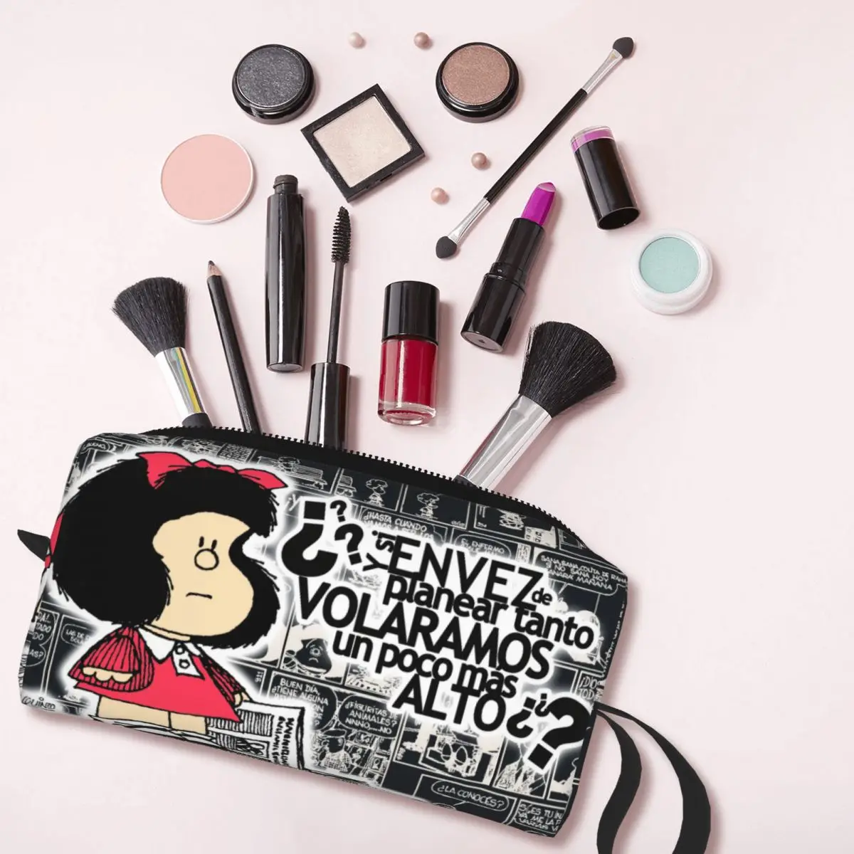 Mafalda Kawaii Cartoon Cosmetic Bag Women Kawaii Large Capacity Anime Comics Makeup Case Beauty Storage Toiletry Bags