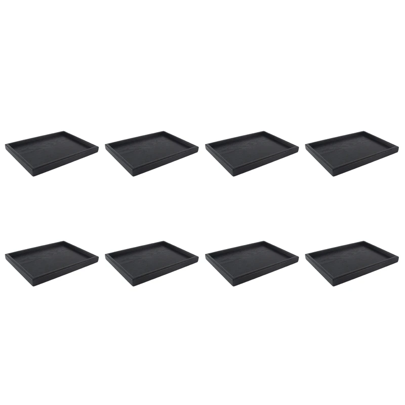 

8X Wooden Serving Tray Tea Dishes Plate- Black, 25X18x2cm