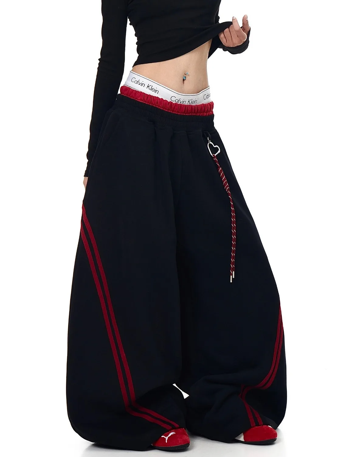 

American Retro Striped Color Block Wide Leg Sweatpants Women's Casual Jazz Dance Pants Spring Autumn New Design Sensation Loo...