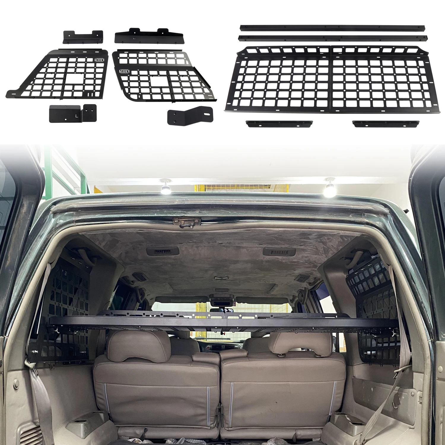 

For Nissan Patrol Y61 5-door 1997-2016 Modular Storage Panel Shelf Modification Storage Panel Rear Trunk Debris Rack Molle Panel