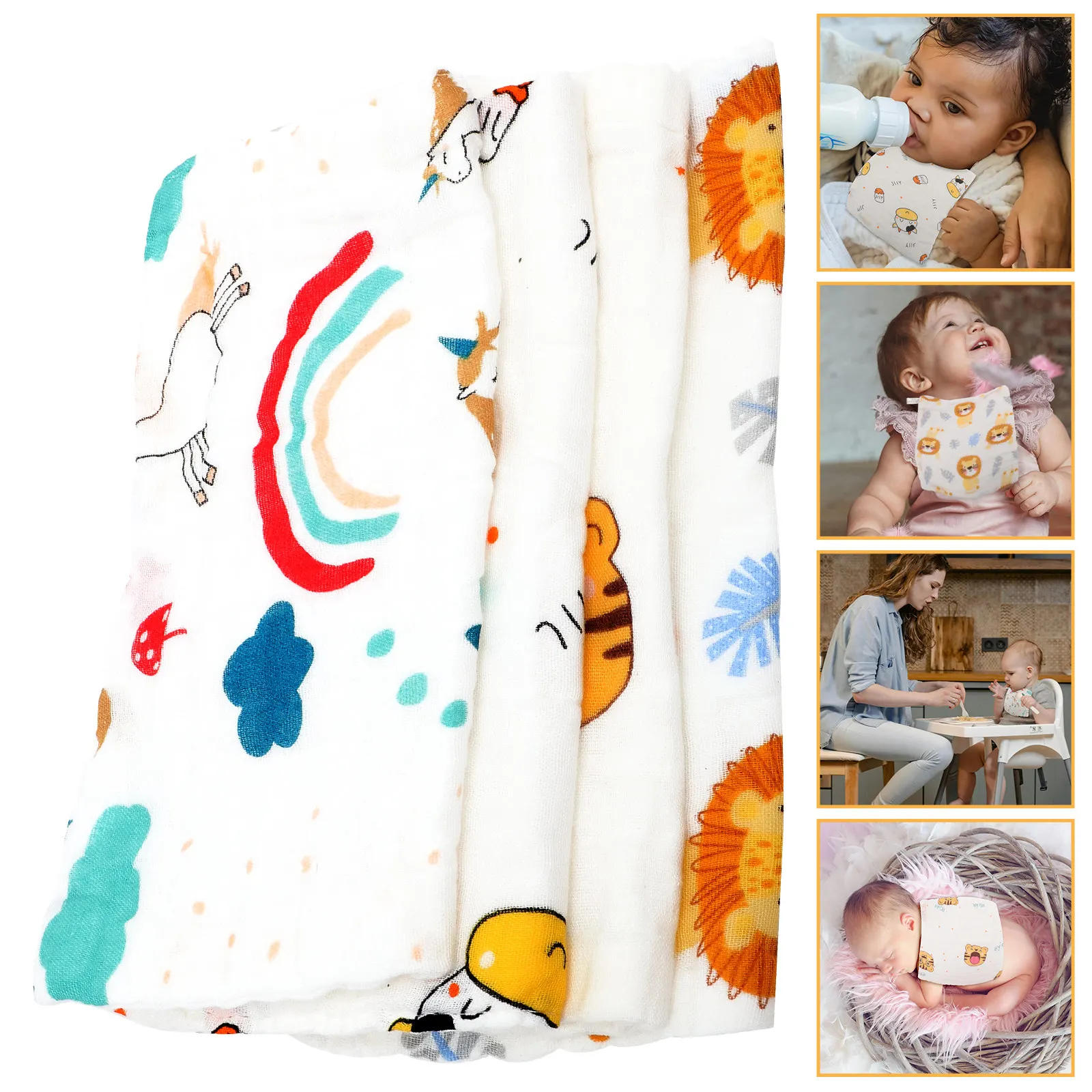 

4pcs Pure Saliva Face Washing Towel Towels 25x25cm Kids Wipe Cloth Square H kerchief Face Washcloth for Travel Daily Use
