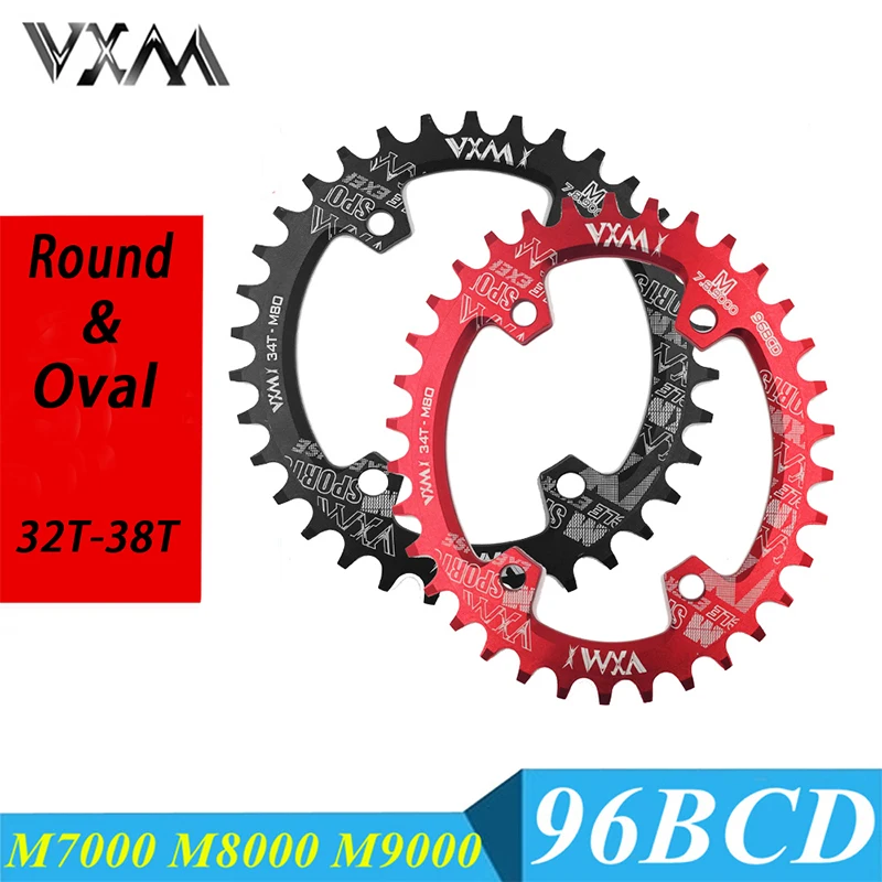 VXM 96BCD Round Oval Chainring MTB Mountain Bikes Narrow Wide Chainring 30T 32T 34T 36T 38T Bicycle Crankset Tooth Plate Parts