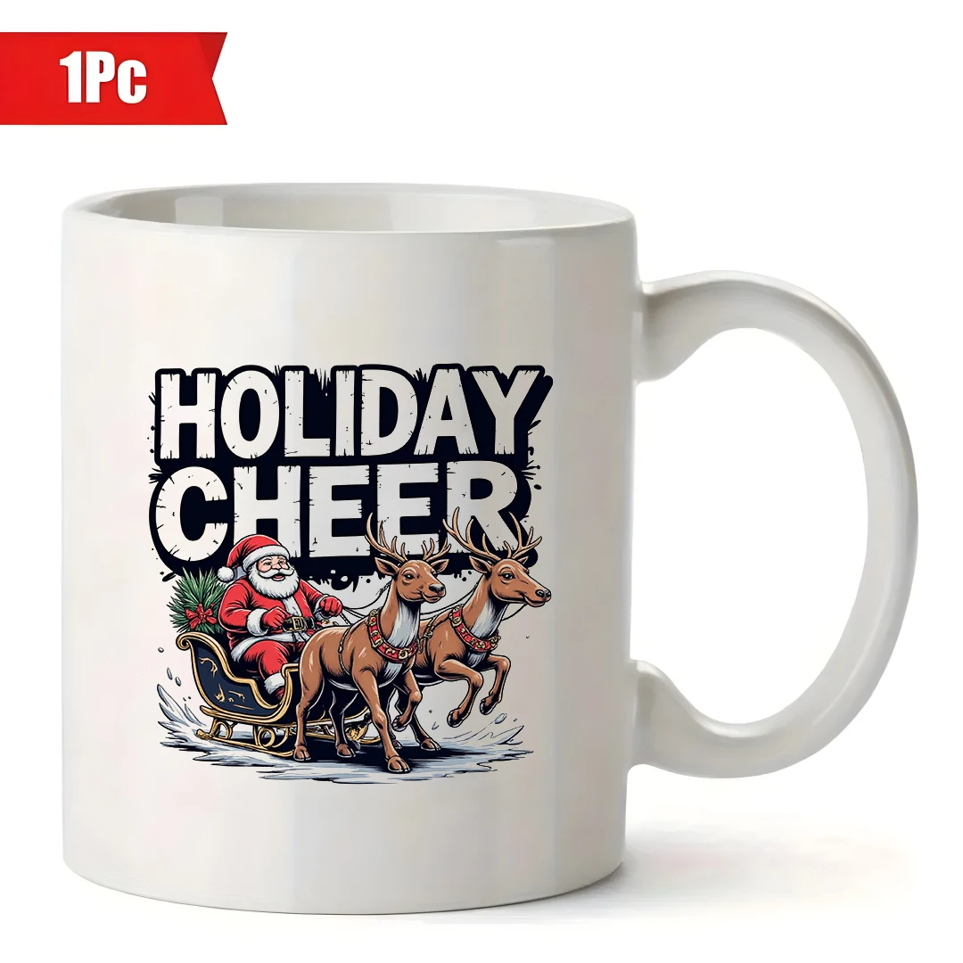 11oz Cup + Santa Claus Reindeer Sled Cartoon Cup Christmas Gift Kids Water Cup Family Office Coffee