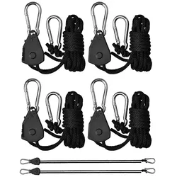 4pcs Adjustable 8inch Lanyard Hanging for Tent Fan Grow Plant Lamp Pulley Ropes Pulley Lifting Pulley Hook