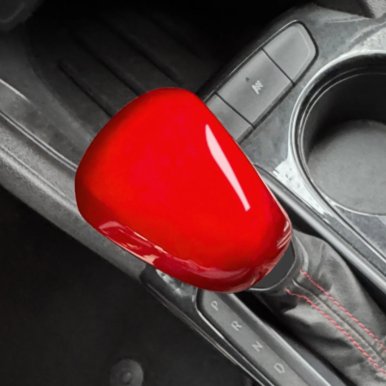 

Red Carbon Fiber Style Interior Gear Shift Head Knob Trim Cover For Chevrolet Trax 2024 Trailblazer Interior Accessories