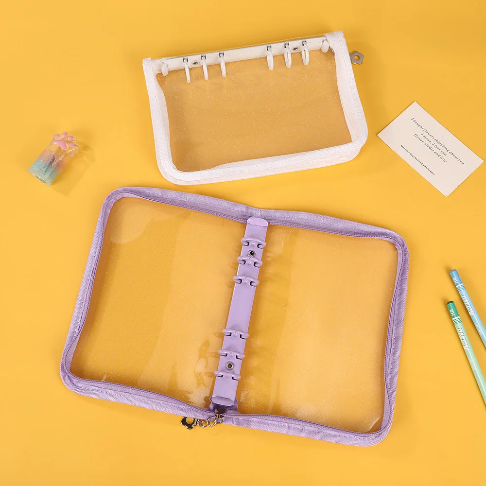 A5 Binder Cute Transparent Binder Notebook Filing Cabinet A5 Ring Pockets Leaf Filing Cabinet A5 Macaron Binder
