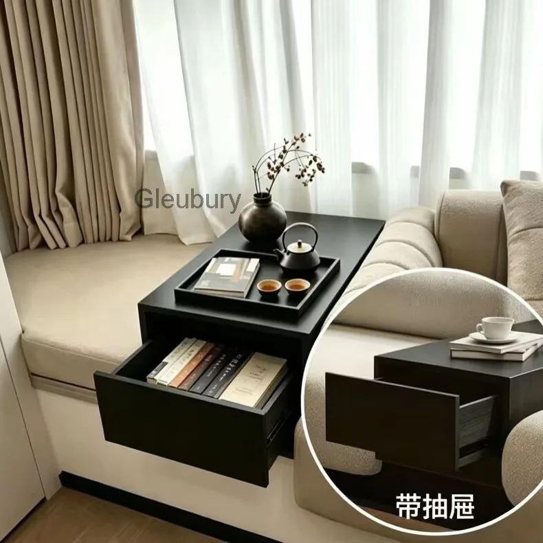 Bay window cabinet with drawers, small tea table, modern and minimalist living room side table, adjustable size, bedroom low