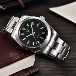 PAGANI DESIGN Green Glass Sapphire Men's Mechanical Watches Luxury Automatic Watch For Men NH35A Stainless steel Diving Clock