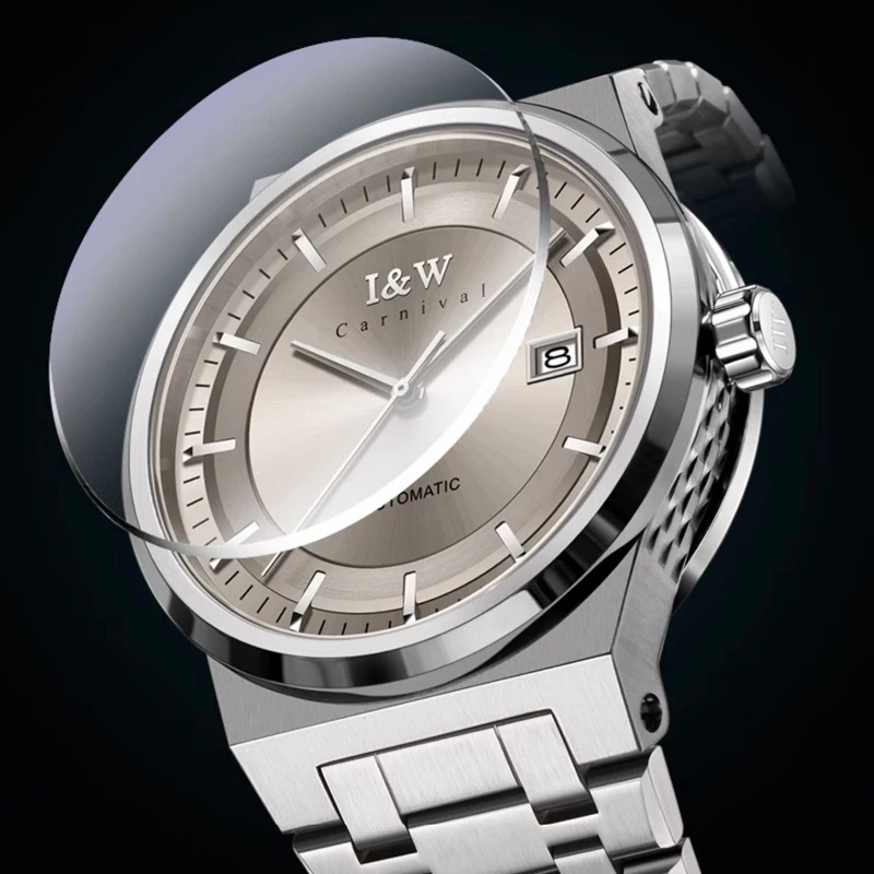 Switzerland Luxury Brand I&W CARNIVAL MIYOTA Automatic Mechanical Men\'s Watches Sapphire Auto Date Luminous Waterproo Clock 612G