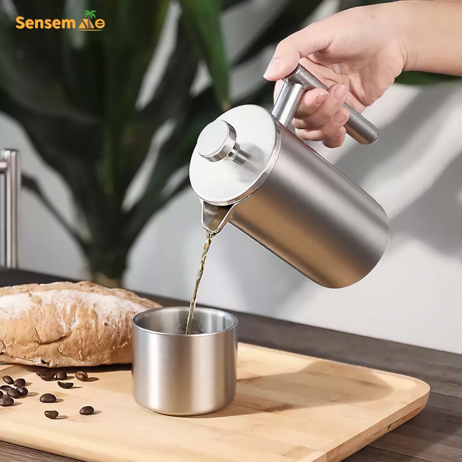 

French Press Coffee Pot 350ml Stainless Steel French Press Coffee Maker For Home Office Travel Tea Cold Brew Kitchen Essentials