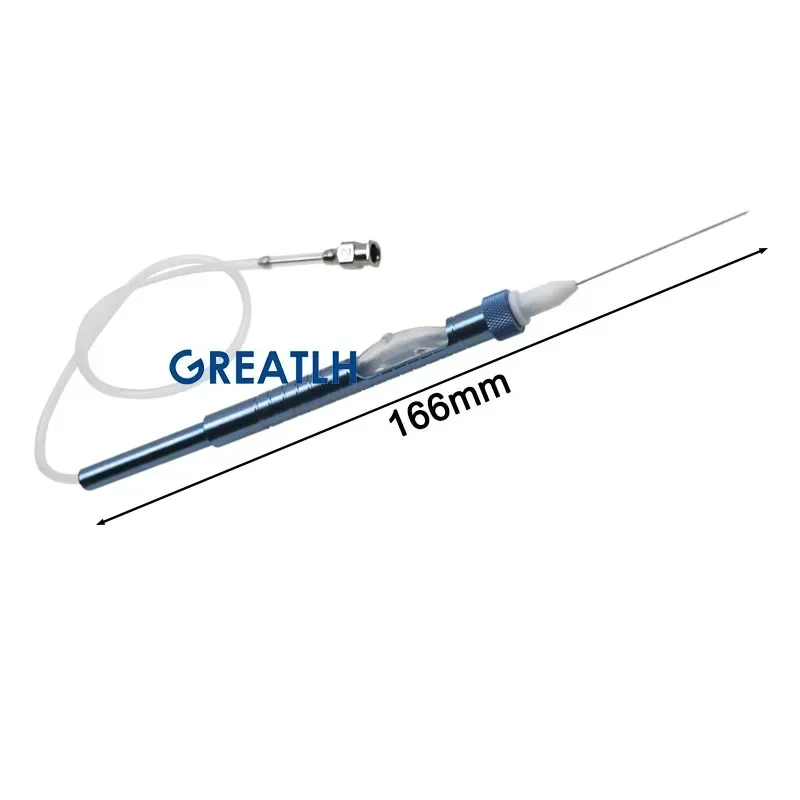 GREATLH Flute Needle Titanium Backflush Handle Eye Straight Type Flushing Class with Silicone Tube Ophthalmic Surgery Instrument