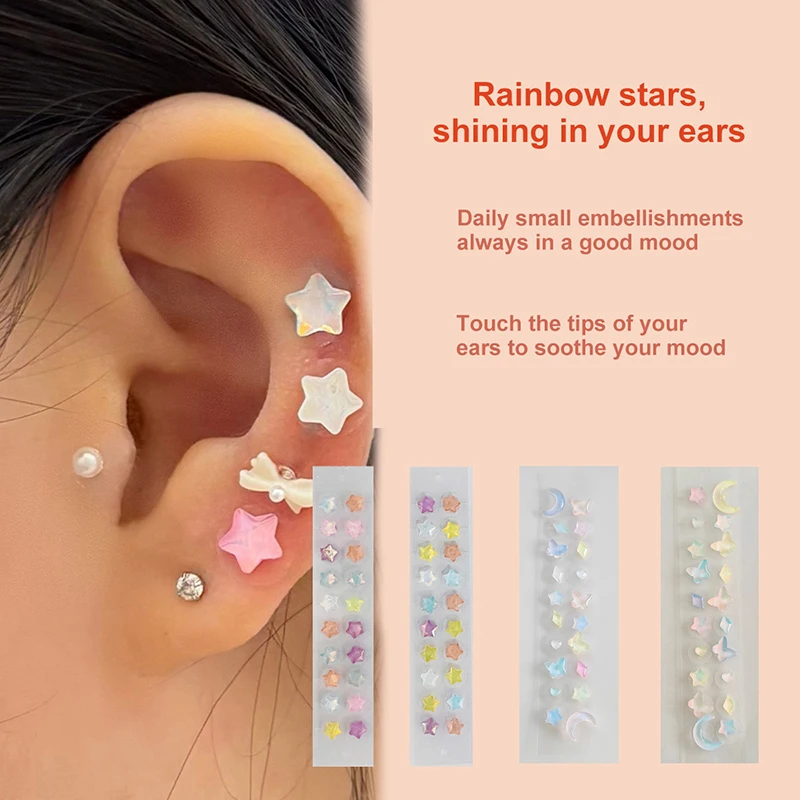 20 بقع القلب فراشة القوس حجر الراين الأذن نقطة ملصقات الأذن ضغط عصا الوخز بالإبر الخرز المغناطيسي الأذن ملصق #1