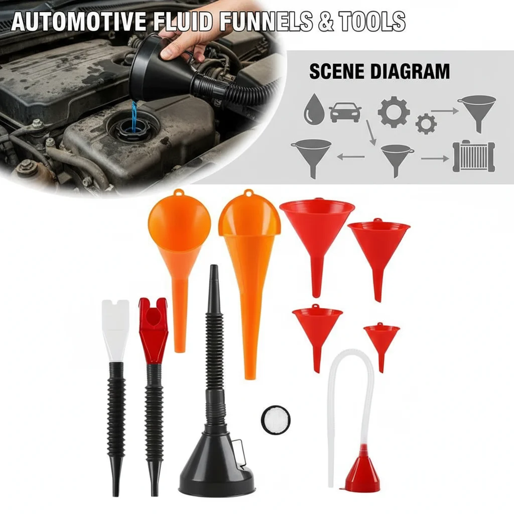 

Набор из 8/11 пластиковых универсальных гибких воронок с широким горлышком и прямым углом для топлива, масла и охлаждающей жидкости