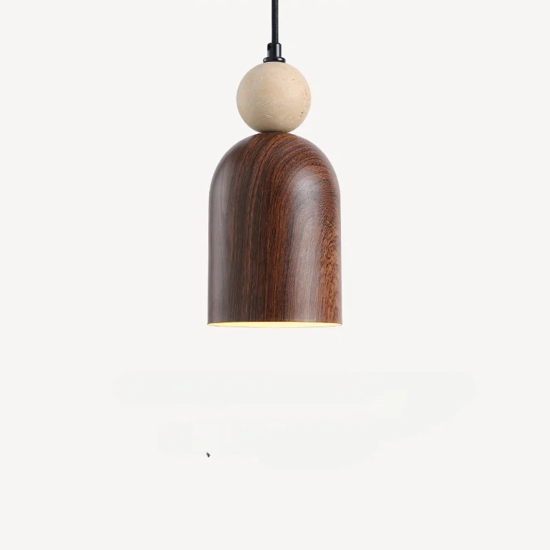 

Wabi Sabi Travertine Pendant Light Vintage Walnut Wood Hanging Lamp for Bedroom Hallway Entryway Living Room Dining Pendant Ligh