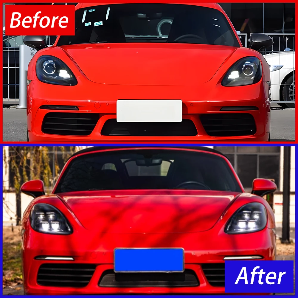 

Для Porsche 718-982 2016-2023 обновление автомобильных фар в сборе, высококачественные инструменты, автомобильный светодиодный светильник 2024, стиль, аксессуары для линз проектора