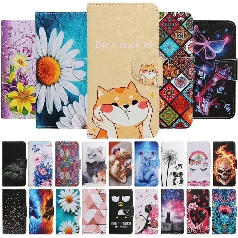 

2MK*Colorful Leather Case Flip Anti-fall Wallet Phone Case For OPPO A3S C1 A5 A12E A7 A5S A12 A9 A11K 2020