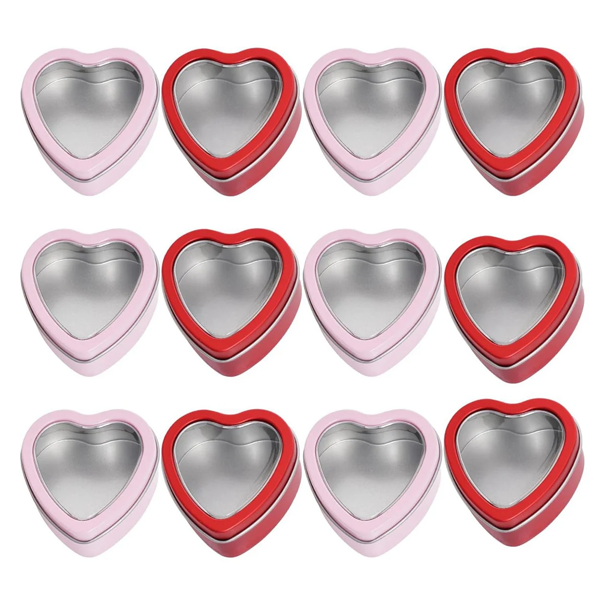 12Pack Heart Shaped Metal Tins with Lid Valentine's Day Candle Tins for Making Candles 2Oz Candle Tins with Lids