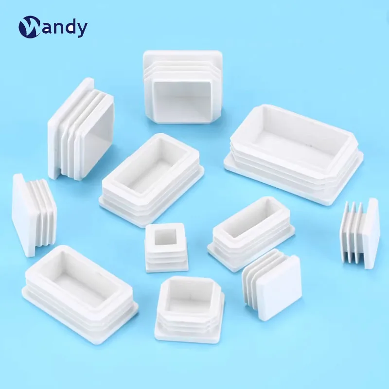 White Plastic Square Blanking End Cap Tube Pipe Box Section Inserts Plug Bung Table Chair Leg Feet Cover Floor Protection