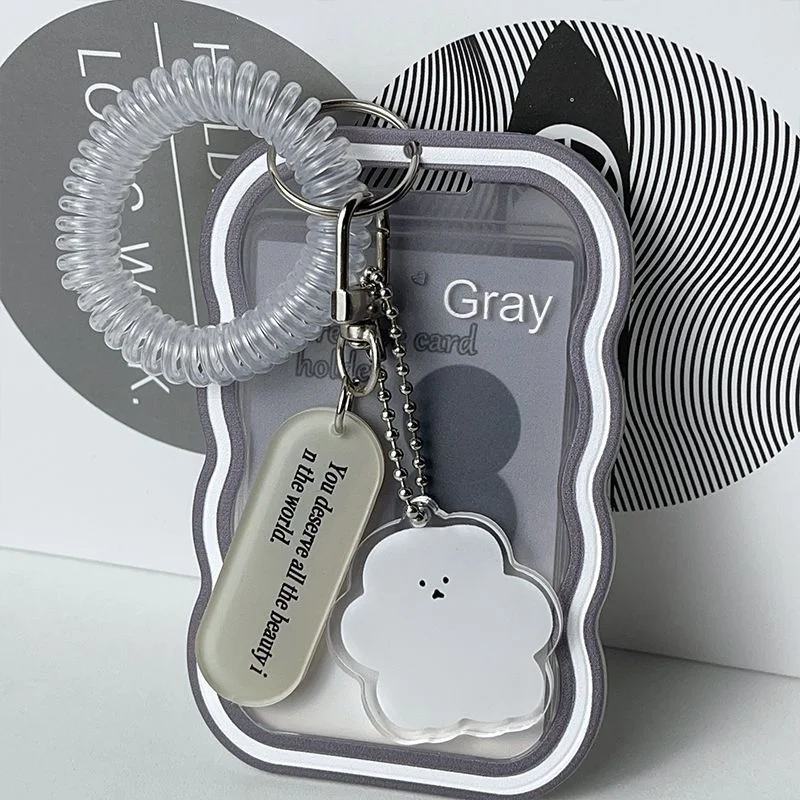 Creative Design Kpop Photocard Holder Transparent Card Holder Keychain Photo Sleeves Bus Card Student Card Case Photo Protector