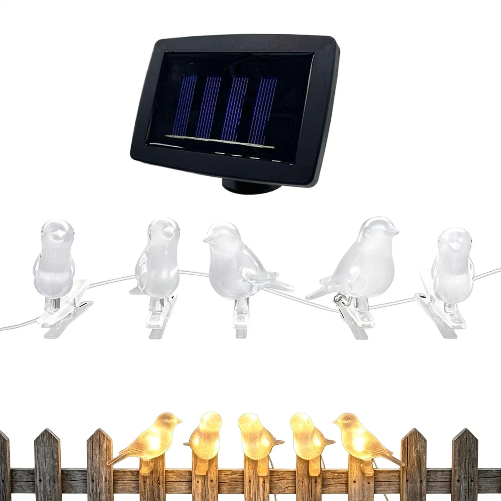 Solar String Lights with Clips LED Solar Powered Lighting Yard String Lights for Outside for Indoor Garden Pathway Backyard