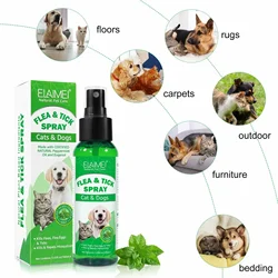 100ml PET Flea Tick Spray for Dogs Cats Fresh Fragrance Natural Pet Care Topical Spray for Dog Cat Accessories Cleaning Products