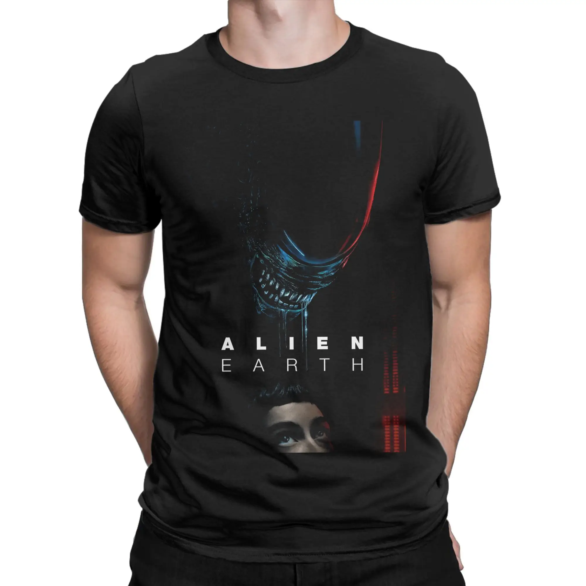 

2025 Hot Movie Aliens Earth Men's T Shirts Funny Tees Short Sleeve Round Neck T-Shirts Pure Cotton Original Tops