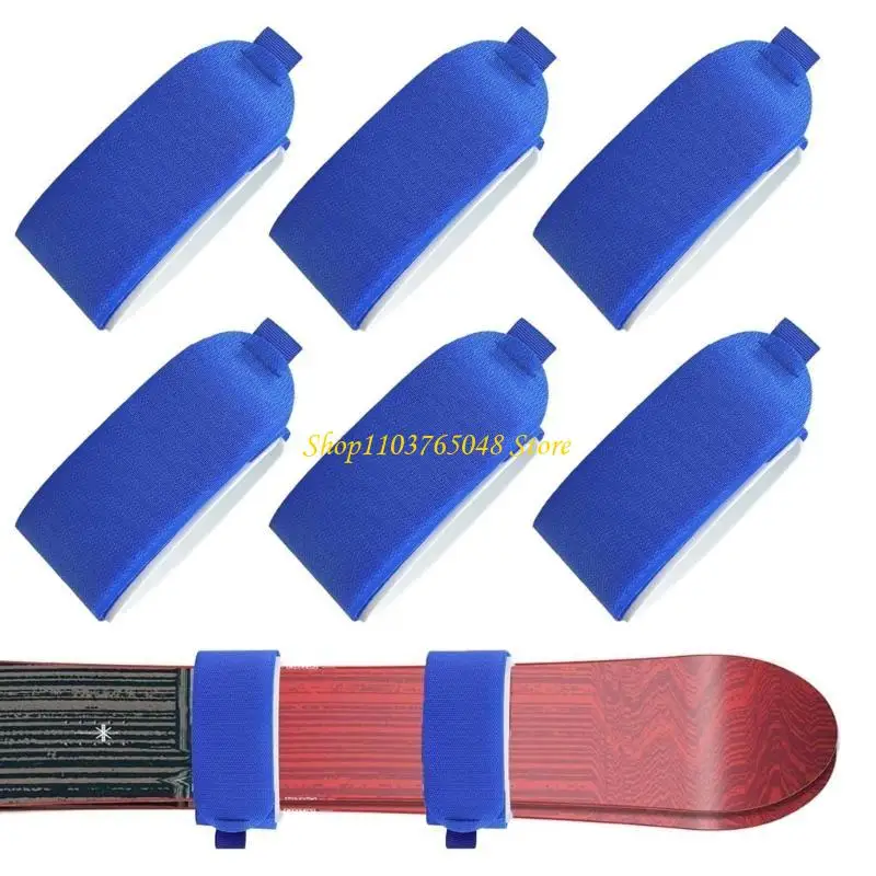 R53E 6pcs حزام التزلج على التزلج على التزلج على التزلج علاقات التزلج على شريط تخزين شريط تخزين مع وسادة واقية سهلة الاستخدام