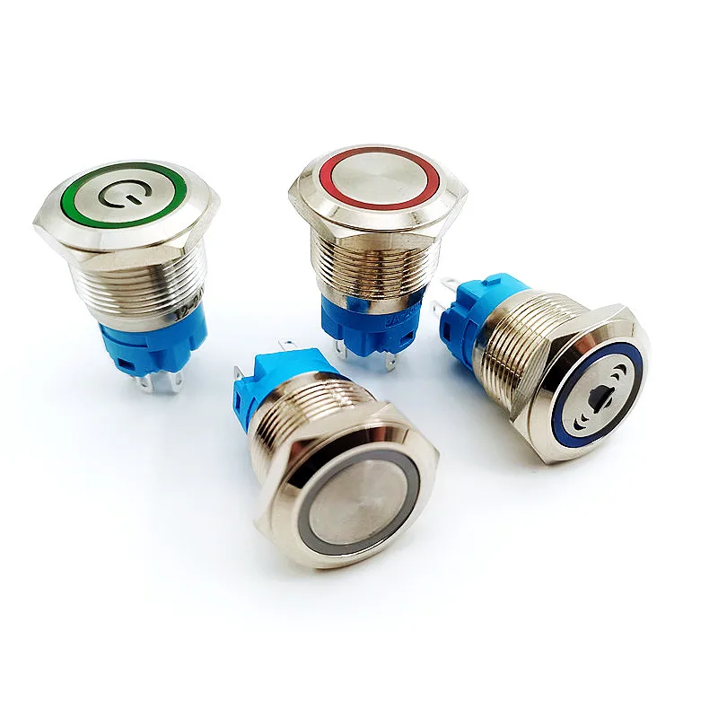 19mm Metal Button Switch Bell Instantaneous Locking Fixed Switch Power Switch Button LED Light 3V 6V 12V 24V 220V