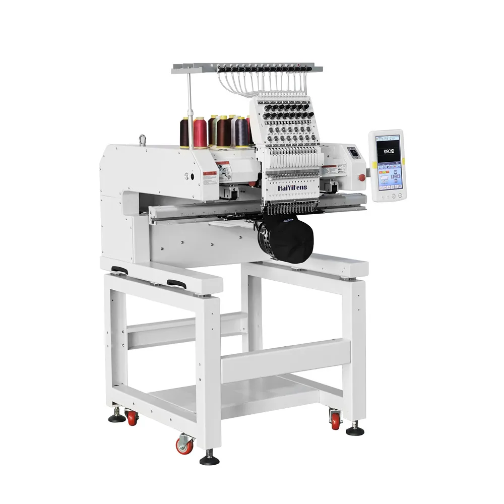 1 ماكينة تطريز الرأس HaiYiFeng مناسبة لقميص شعار القبعة والتطريز المسطح
