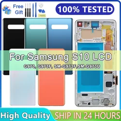 Testato S10 LCD con cornice per SAMSUNG S10 G973F/DS G973 SM-G973F SM-G973U Display Touch Screen Digitizer Assembly di ricambio